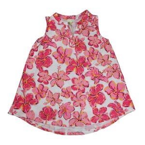 Simply Southern Hibiscus Floral Tunic Top, M, Pink & White, New With Tags